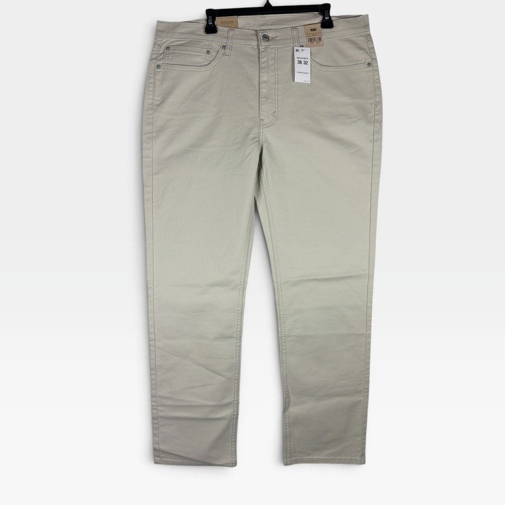 Levis 514 Straight Pants Mens 38x32 Khaki Beige Stretch Twill 00514-1970 NEW